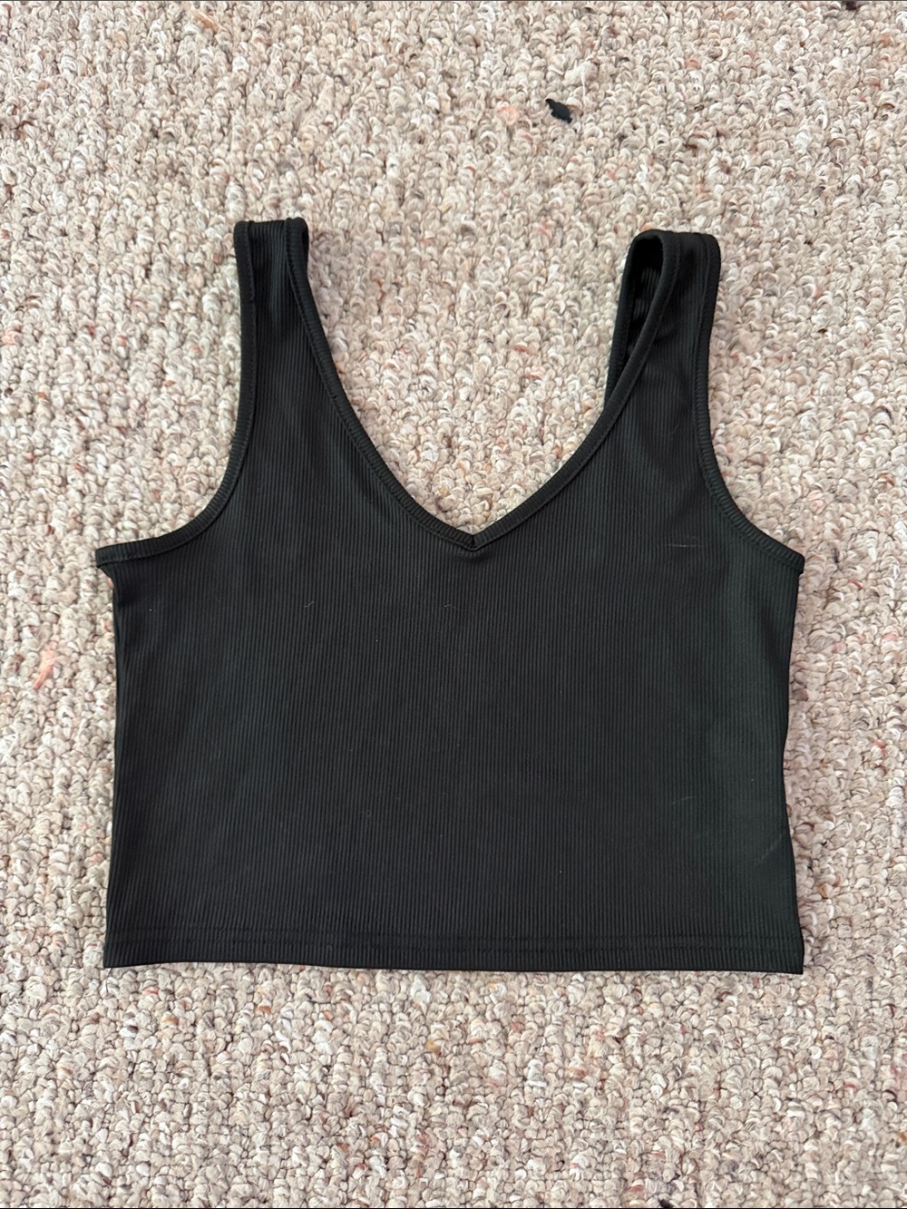 SHEIN Black Ribbed V-Neck Crop Tank